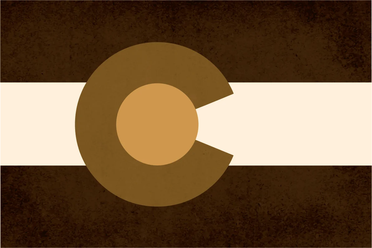 An image of the Colorado flag using American Gem Registry's handsome color scheme.