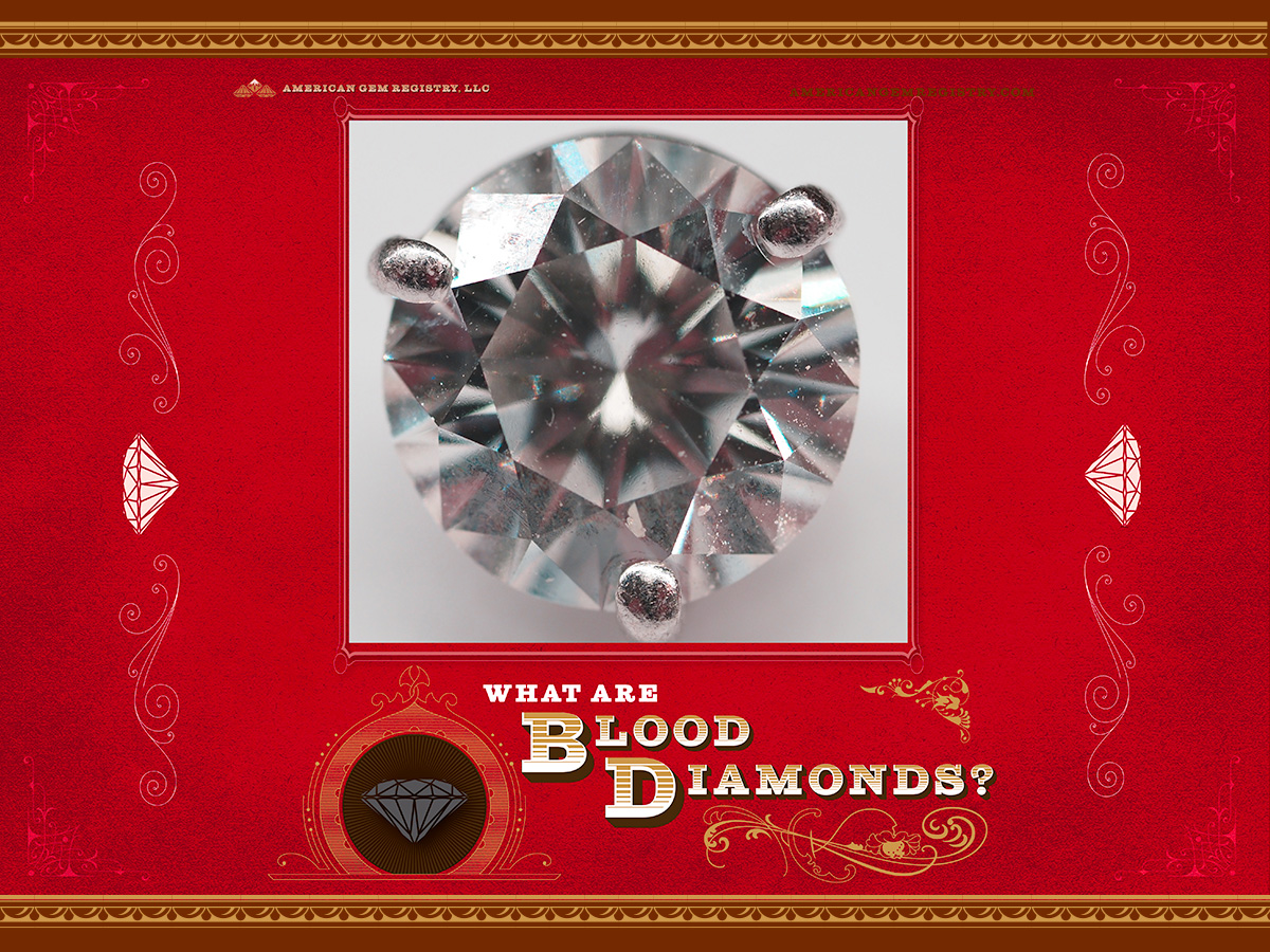 Cover Art for the "What Are Blood Diamonds," article. Depicts a diamond surrounded by Victorian Era designs.