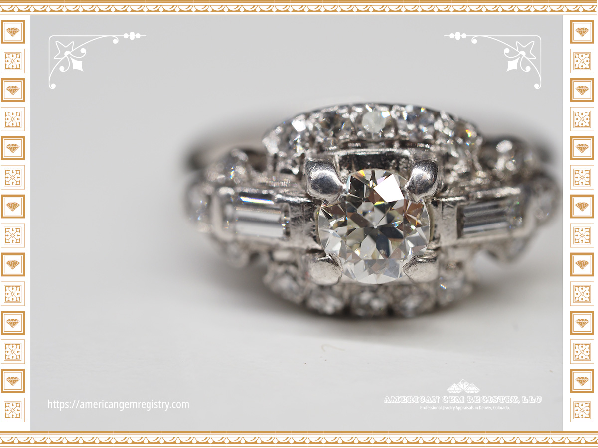 A diamond ring set in silver.
